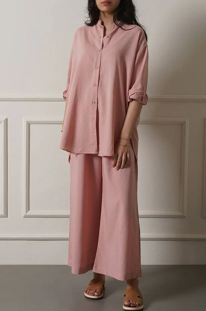 BAND COLLAR LONG SHIRT
