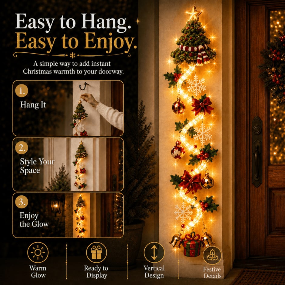 ⏳ 48% OFF TODAY – 🎄 Glowing Christmas Door Hanger | Light Up Your Doorway with Christmas Magic✨