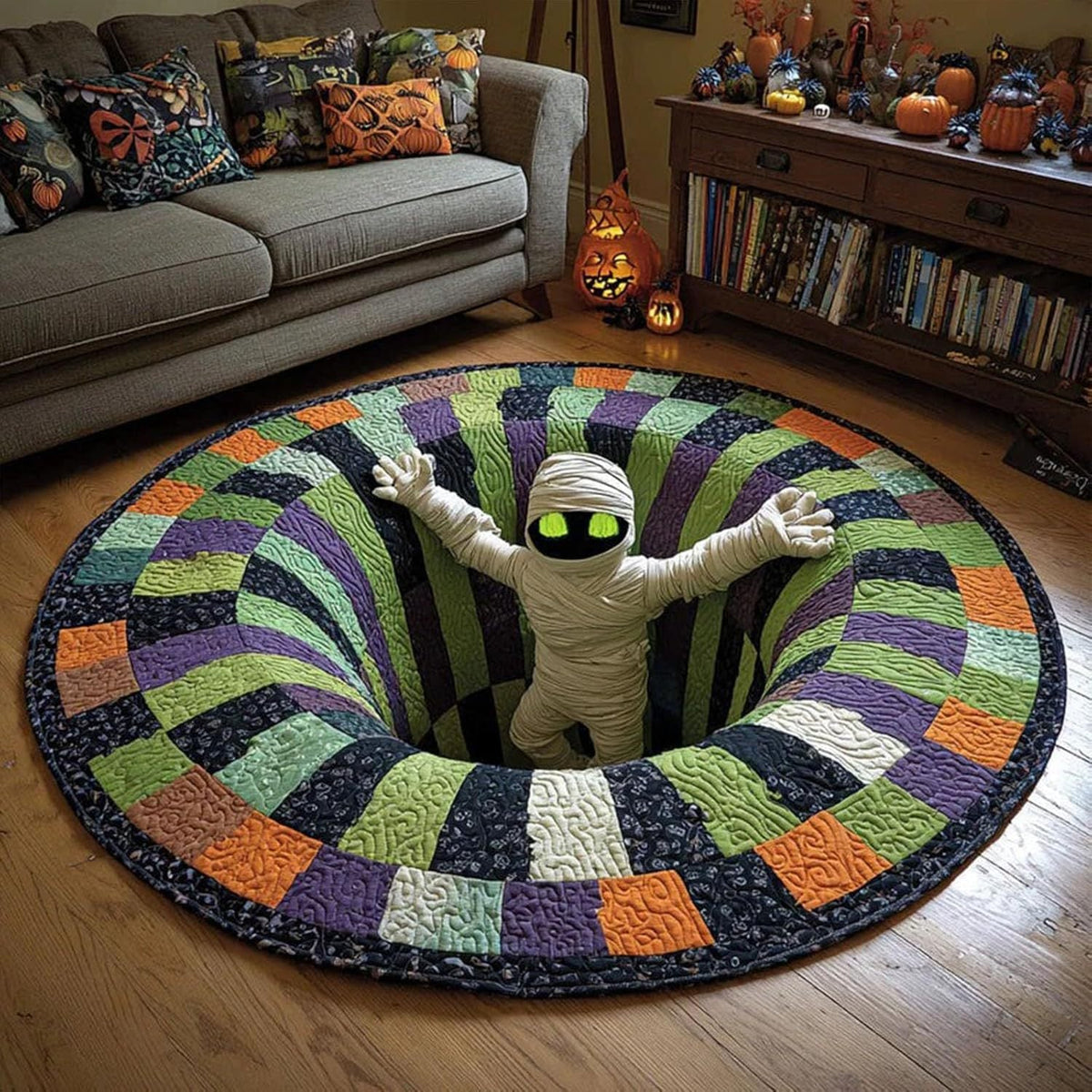 🔥🎃3D Skeleton Vortex Rug – Freak Out Your Guests This Halloween