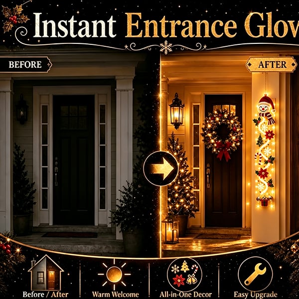 ⏳ 48% OFF TODAY – 🎄 Glowing Christmas Door Hanger | Light Up Your Doorway with Christmas Magic✨